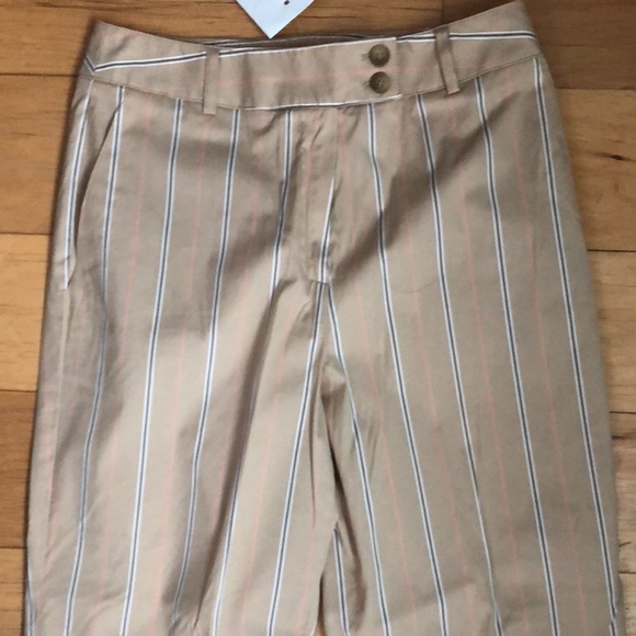 Talbots trousers in tan, with brown , white and peach stripes. Size 6 petite. - Picture 2 of 7